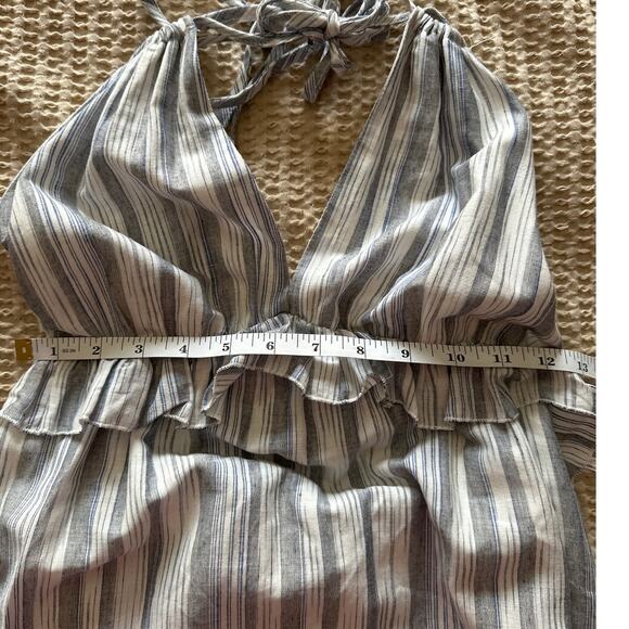 NWT Lulus Vacay Babe Grey Striped Halter Maxi Dress XS - Picture 9 of 10